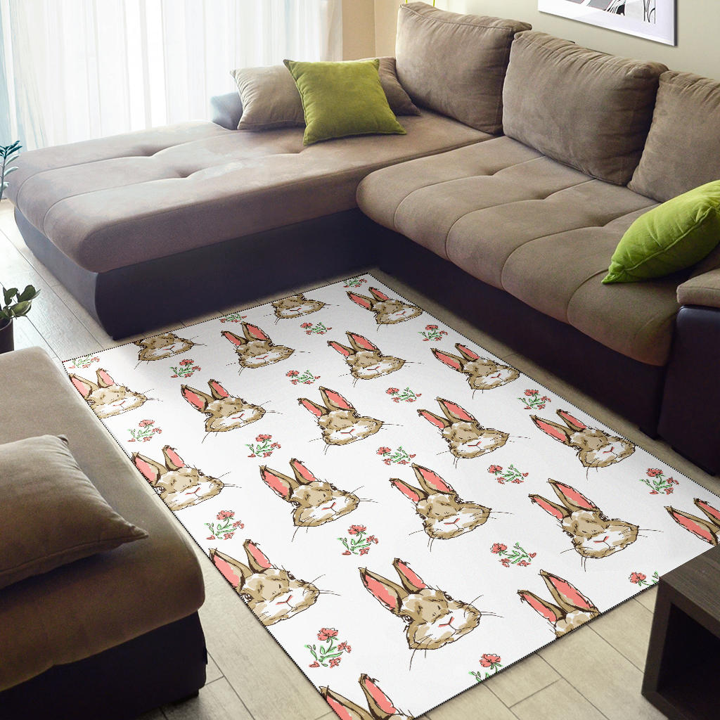 Rabbit Pattern Print Design RB09 Area Rugs