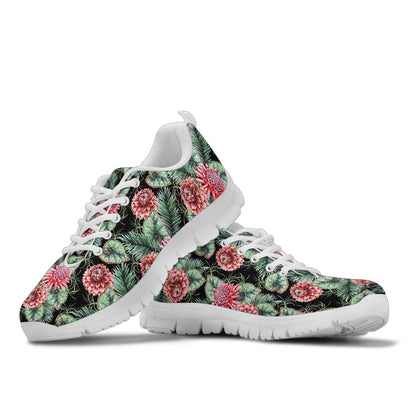 Dahlia Pattern Print Design DH06 Sneakers White Bottom Shoes