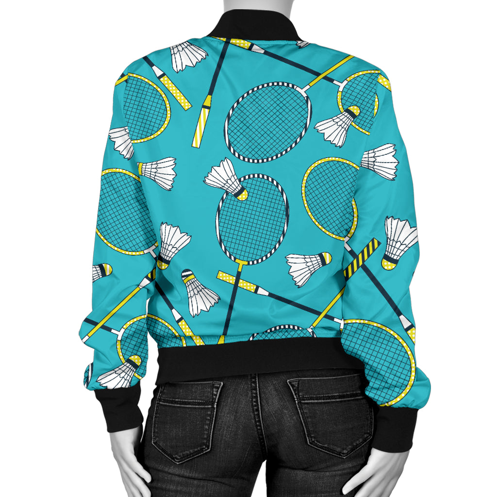 Badminton Pattern Print Design 06 Women's Bomber Jacket