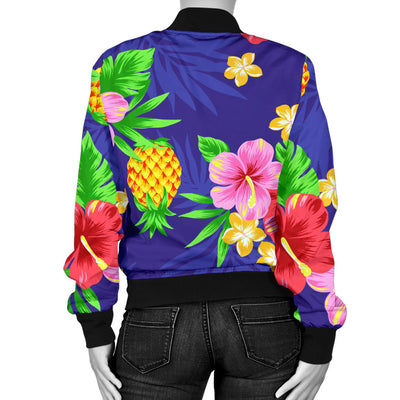 Hawaiian Themed Pattern Print Design H05 Women Bomber Jacket