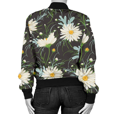 Daisy Pattern Print Design DS08 Women Bomber Jacket