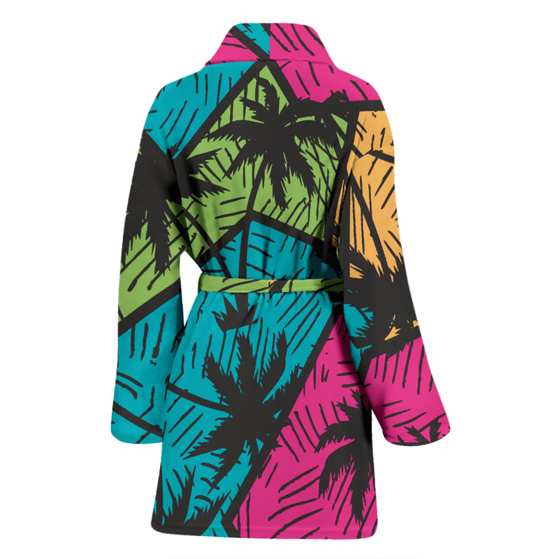 Palm Tree Pattern Print Design PT09 Women Bathrobe