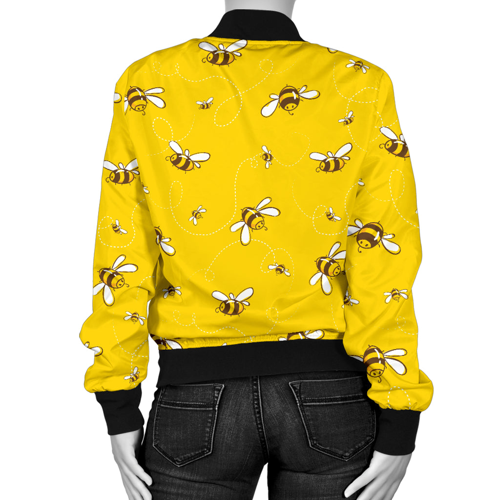 Bee Pattern Print Design 05 Women's Bomber Jacket