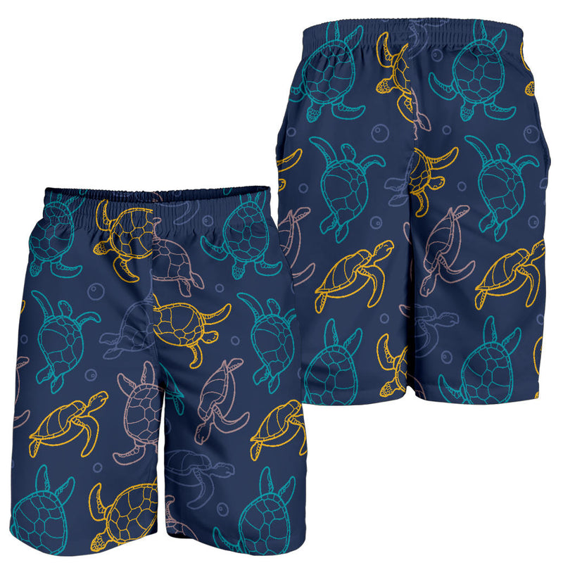 Sea Turtle Baby Print Mens Shorts