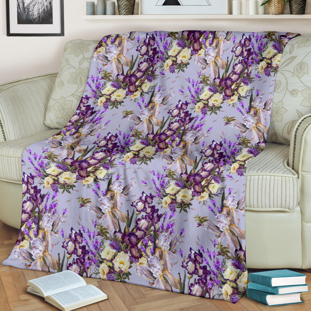 Iris Pattern Print Design IR07 Fleece Blanket