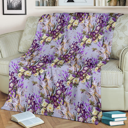 Iris Pattern Print Design IR07 Fleece Blanket