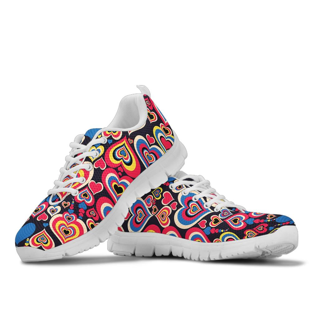 Heart Pattern Print Design HE08 Sneakers White Bottom Shoes