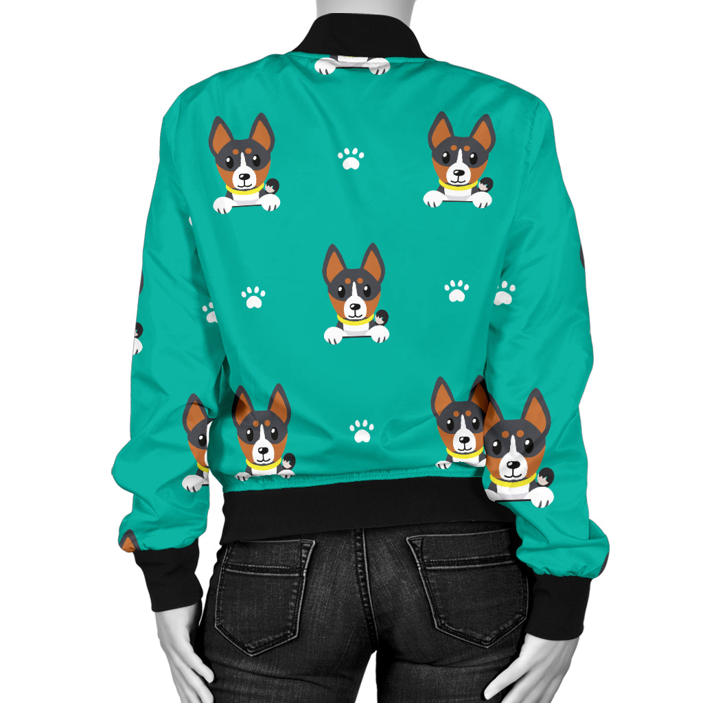 Basenji Pattern Print Design 03 Women's Bomber Jacket