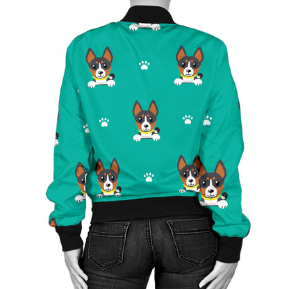 Basenji Pattern Print Design 03 Women's Bomber Jacket