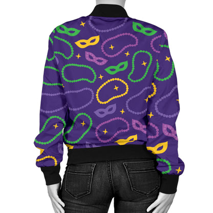 Mardi Gras Pattern Print Design 04 Women's Bomber Jacket