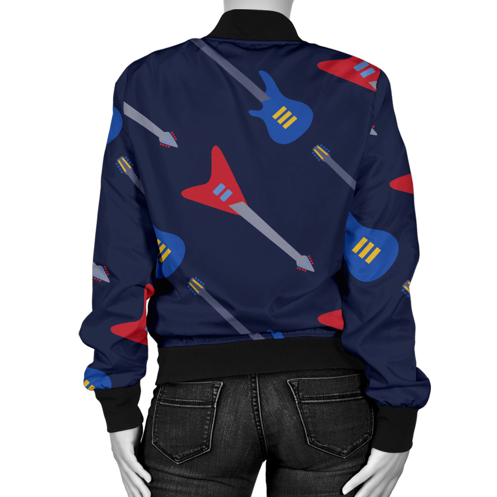 Electric Guitar Pattern Print Design 01 Women's Bomber Jacket