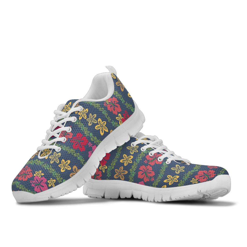 Hawaiian Themed Pattern Print Design H018 Sneakers White Bottom Shoes