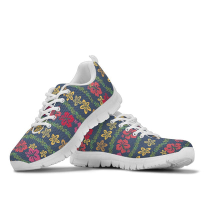 Hawaiian Themed Pattern Print Design H018 Sneakers White Bottom Shoes