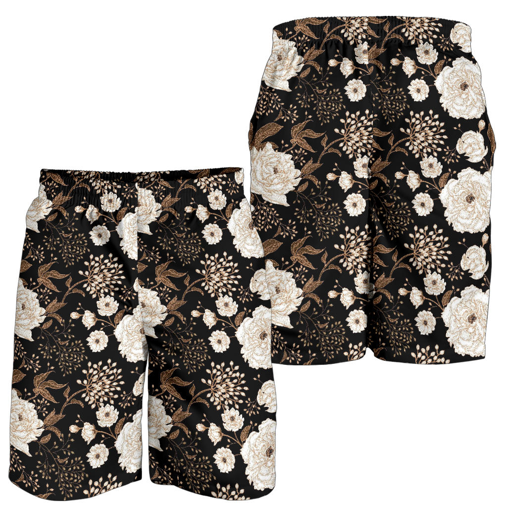 Peony Pattern Print Design A02 Mens Shorts