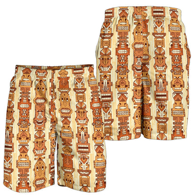 Tiki Orange Vertical Pattern Mens Shorts