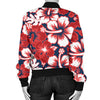 Red Hibiscus Pattern Print Design HB01 Women Bomber Jacket