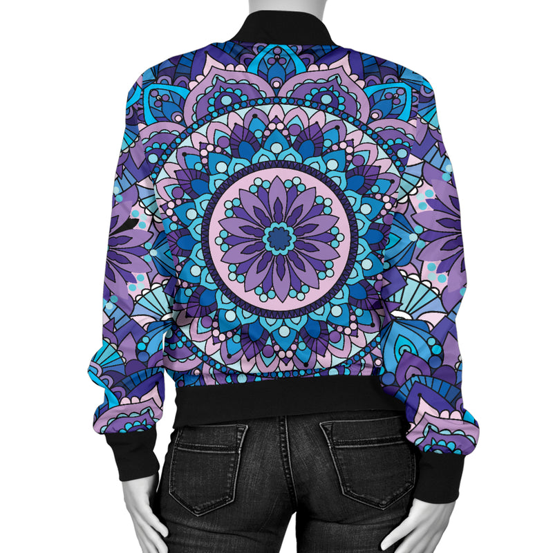 Mandala Pattern Print Design 04 Women's Bomber Jacket