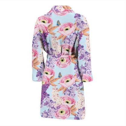 Lilac Pattern Print Design LI03 Men Bathrobe