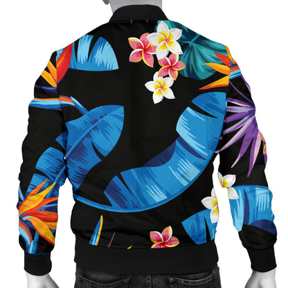 Tropical Flower Pattern Print Design TF018 Men Bomber Jacket
