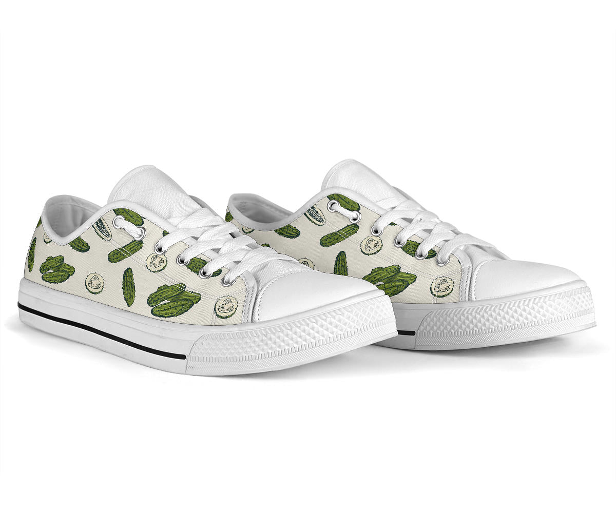 Cucumber Pattern Print Design CC05 White Bottom Low Top Shoes
