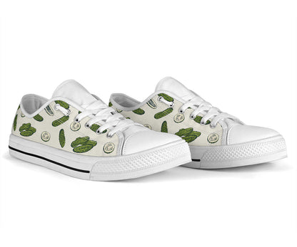 Cucumber Pattern Print Design CC05 White Bottom Low Top Shoes