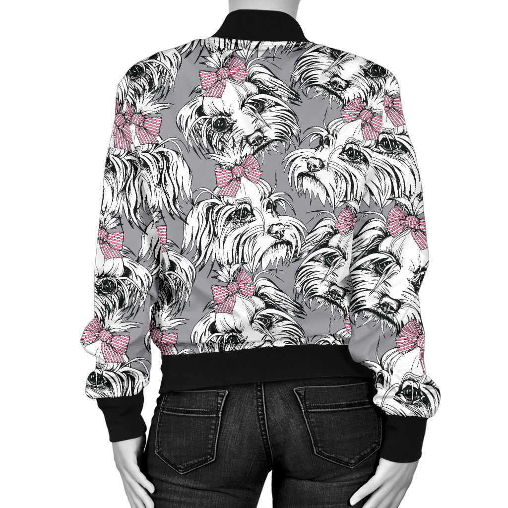 Maltese Pattern Print Design 01 Women's Bomber Jacket