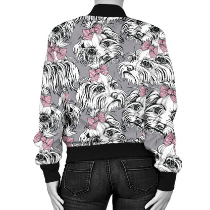 Maltese Pattern Print Design 01 Women's Bomber Jacket
