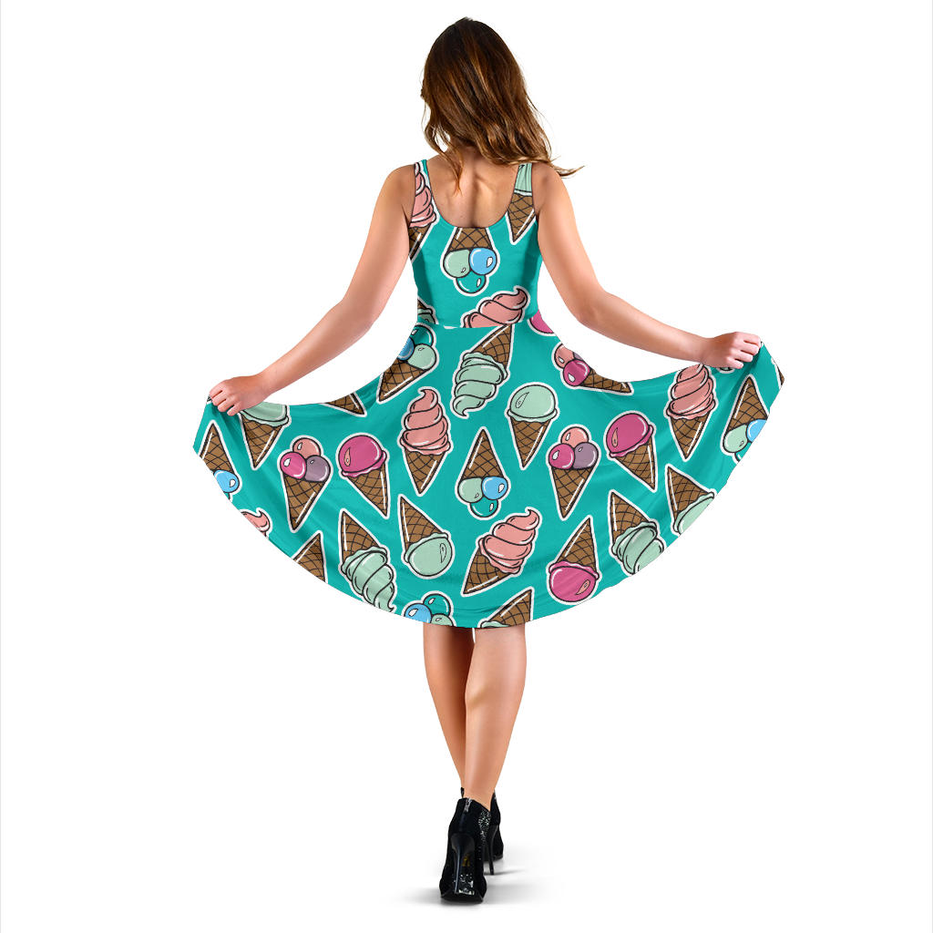 Ice Cream Pattern Print Design IC01 Midi Dress