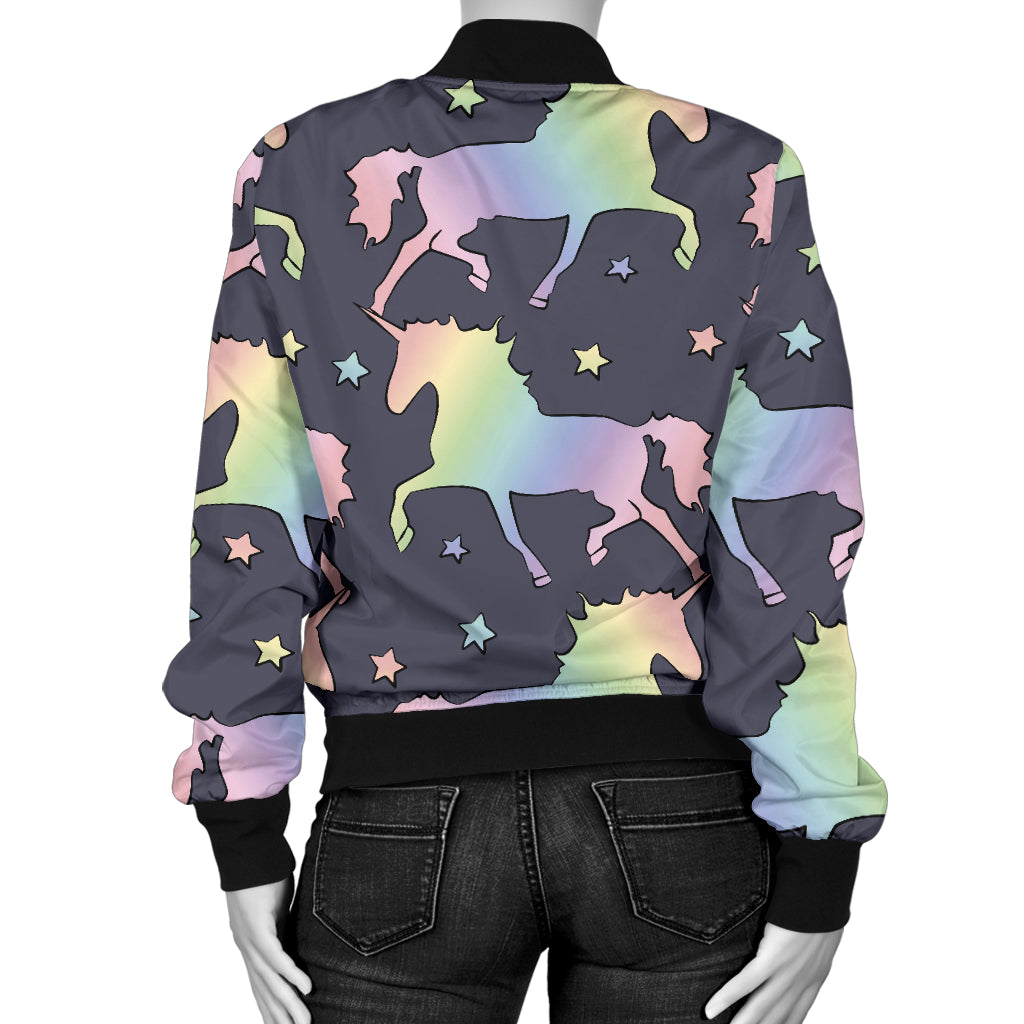 Rainbow Pattern Print Design A05 Women's Bomber Jacket