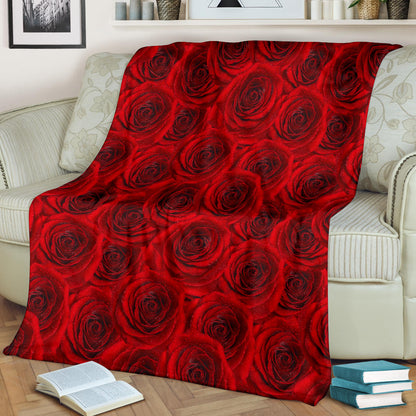 Rose Red Pattern Print Design RO04 Fleece Blanket