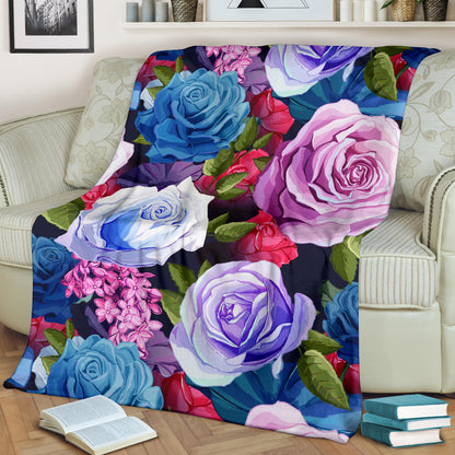 Rose Pattern Print Design RO09 Fleece Blanket