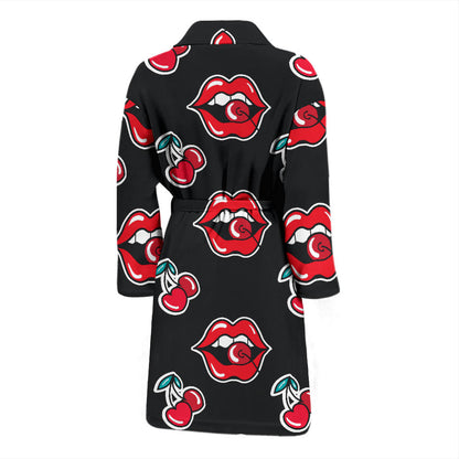 Cherry Pattern Print Design CH04 Men Bathrobe
