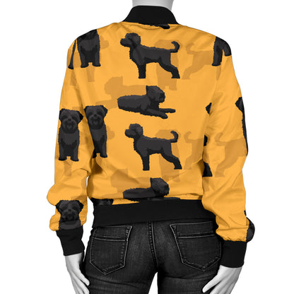 Bouviers des Flandres Pattern Print Design 01 Women's Bomber Jacket