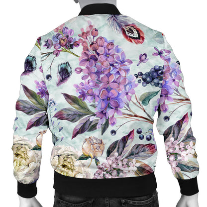 Lilac Pattern Print Design LI06 Men Bomber Jacket