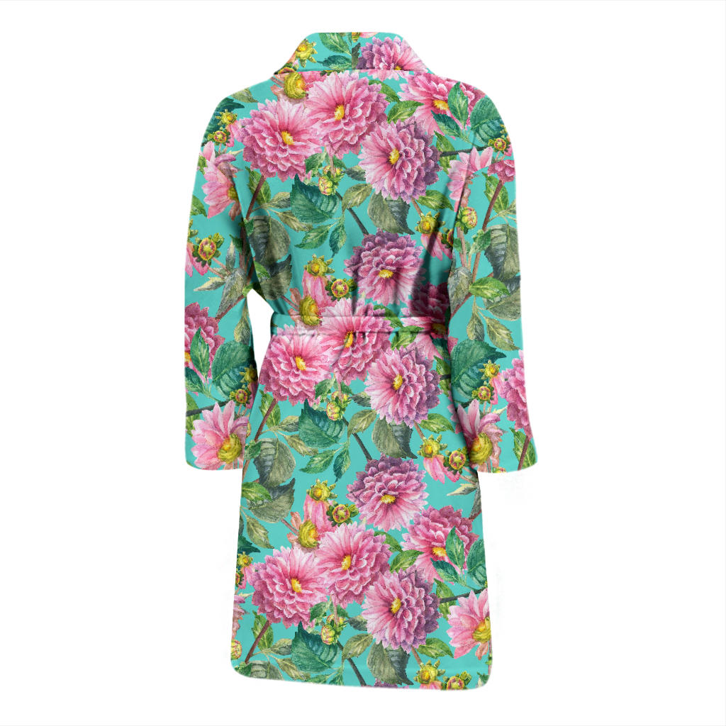 Dahlia Pattern Print Design DH07 Men Bathrobe