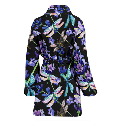 Lavender Dragonfly Pattern Print Design LV03 Women Bathrobe