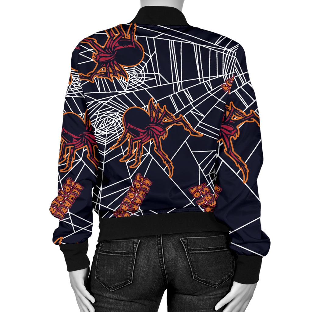 Tarantula Spiderwebs Pattern Print Design 01 Women's Bomber Jacket