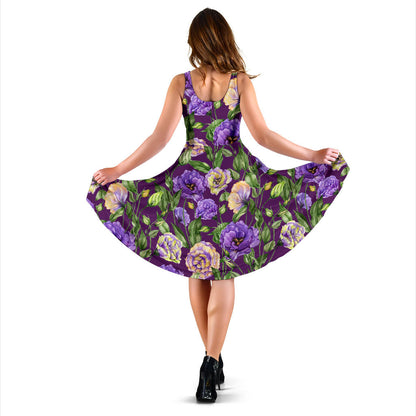 Lisianthus Pattern Print Design LT03 Midi Dress