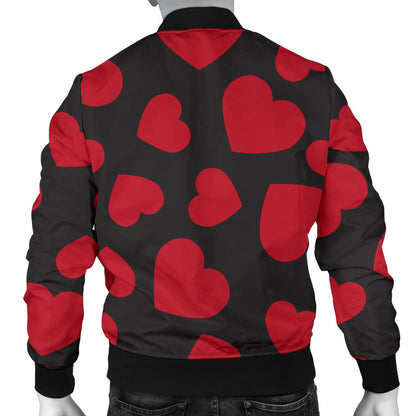 Heart Red Pattern Print Design HE01 Men Bomber Jacket