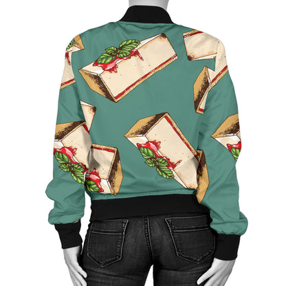 Cheesecake Pattern Print Design CK02 Women Bomber Jacket