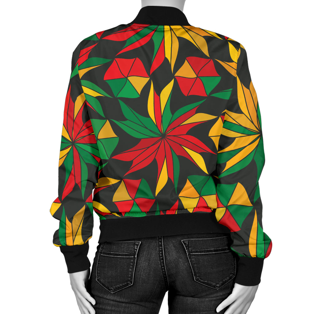 Rastafarian Pattern Print Design A03 Women's Bomber Jacket
