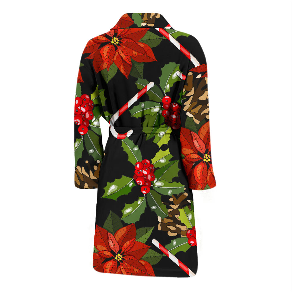 Poinsettia Pattern Print Design POT01 Men Bathrobe