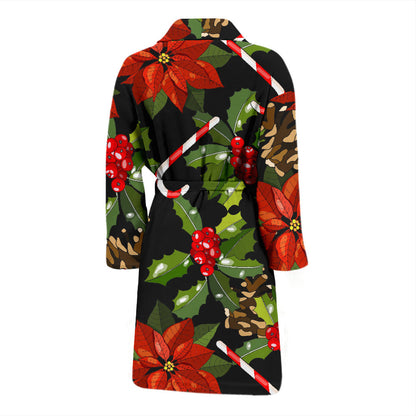 Poinsettia Pattern Print Design POT01 Men Bathrobe