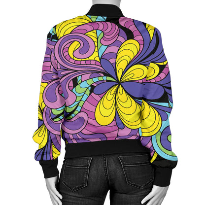 Psychedelic Pattern Print Design A04 Women's Bomber Jacket