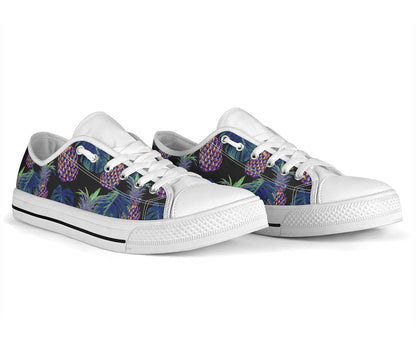 Pineapple Pattern Print Design PP04 White Bottom Low Top Shoes