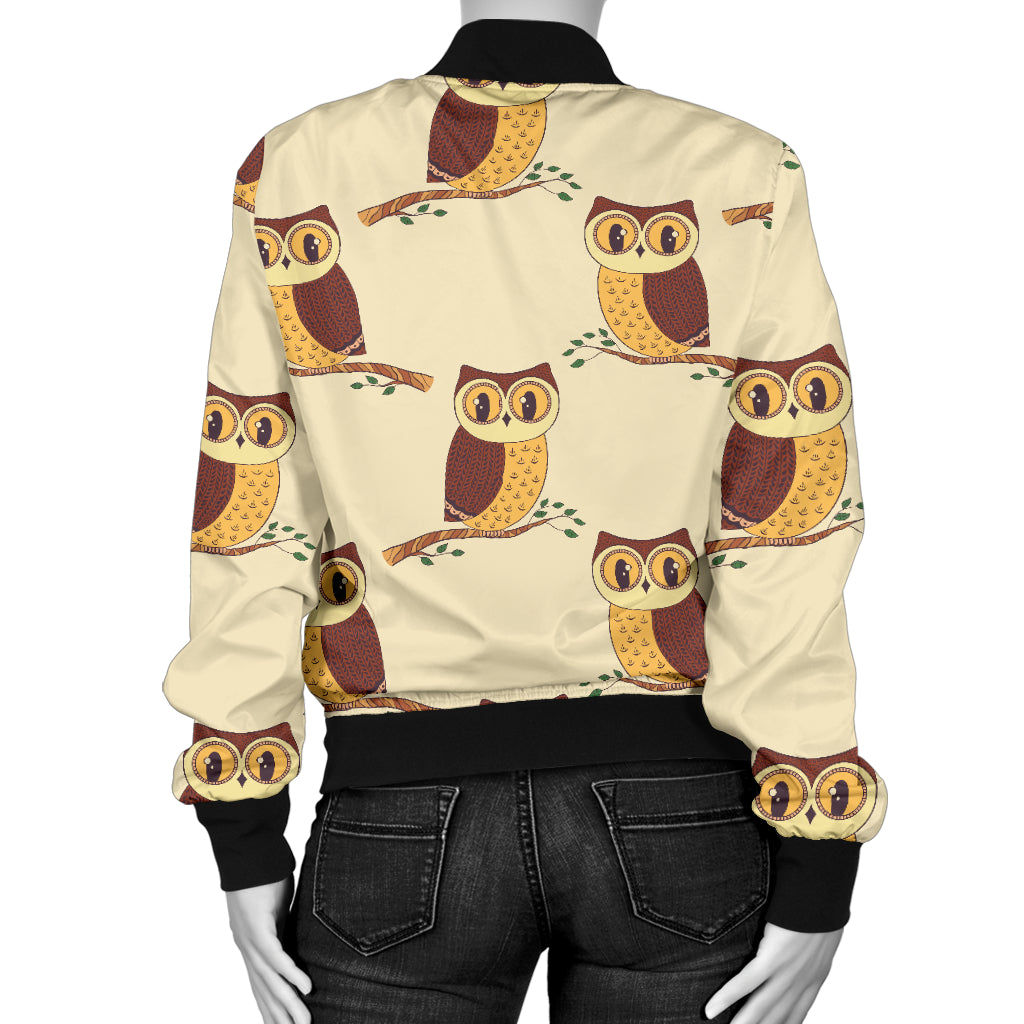 Owl Pattern Print Design A07 Women's Bomber Jacket