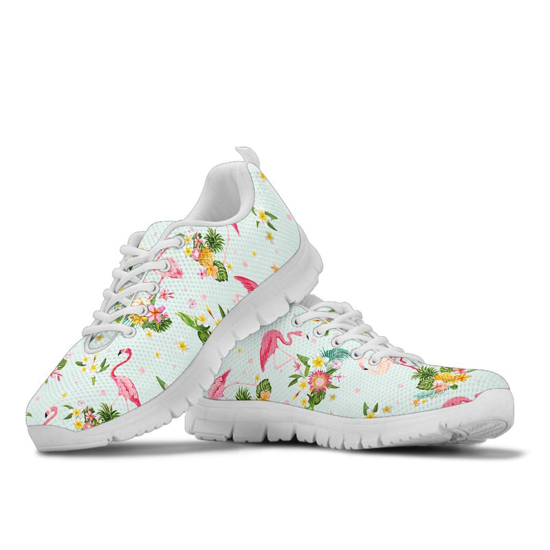 Flamingo Sweet Pattern Sneakers White Bottom Shoes