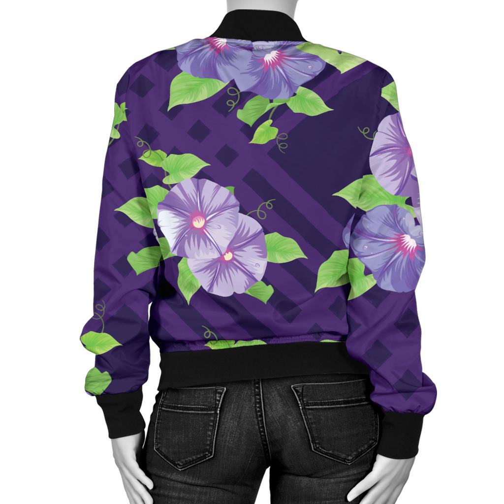 Morning Glory Pattern Print Design MG03 Women Bomber Jacket