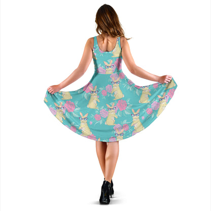 Rabbit Pattern Print Design RB05 Midi Dress