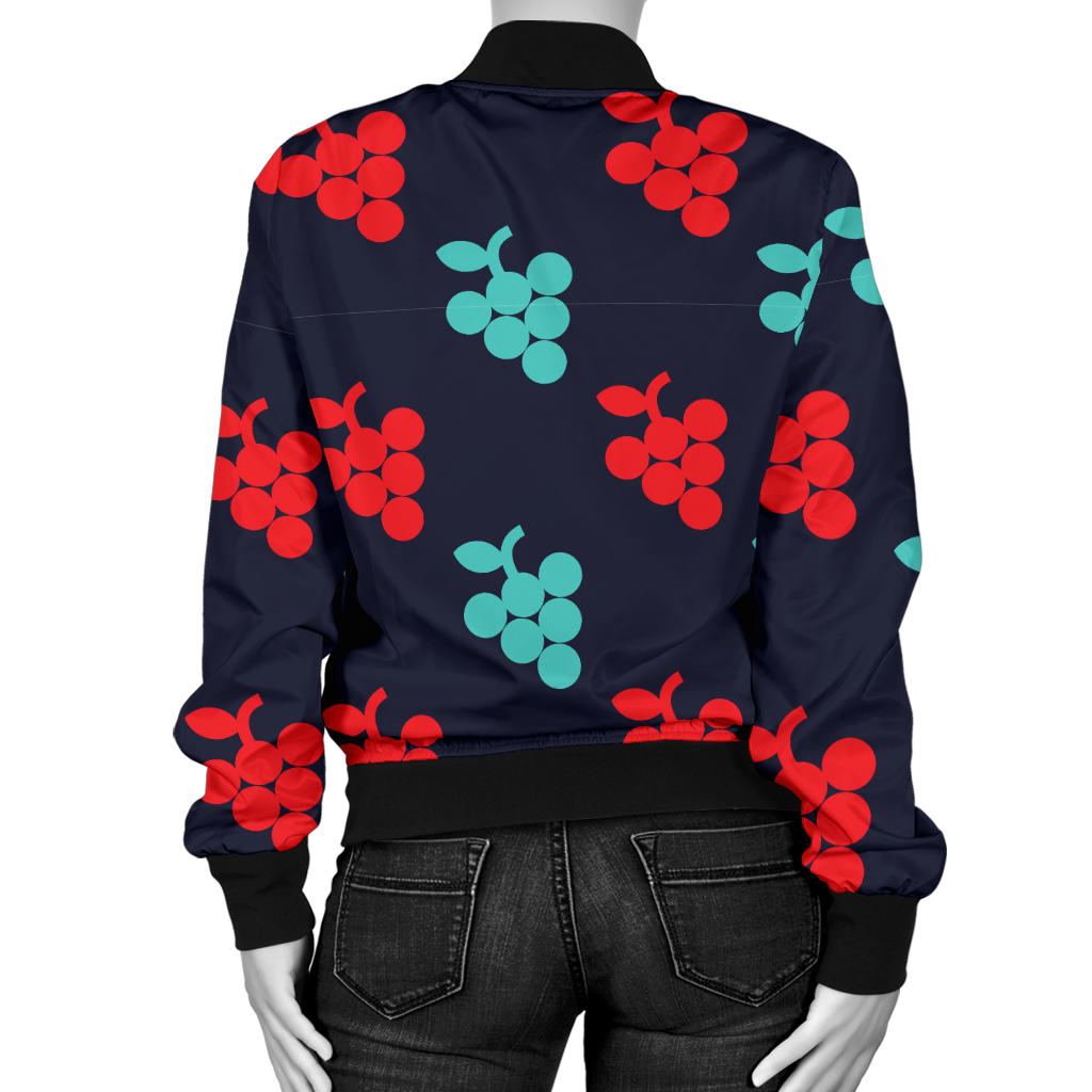 Grape Pattern Print Design GP07 Women Bomber Jacket